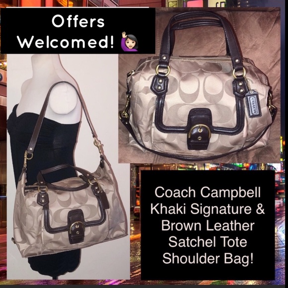 Coach Handbags - HOLD for K! Coach Campbell Khaki Signature Bag!